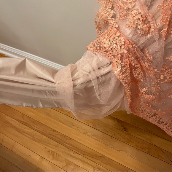 NWT Aidan Mattox Peach Alina Dress BHLDN Size 12 - Picture 9 of 9